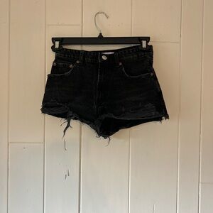 Zara Black Distressed Jean Shorts